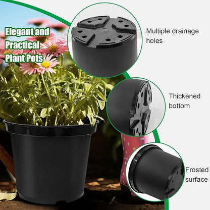 RooTrimmer 3 Gallon Plastic Nursery Pots 50 Pack, 10 Inch Round Plant Pots with Drainage Holes, Planting Pot for Outdoor Indoor Plants