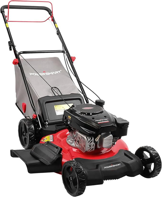 PowerSmart 21-Inch Self Propelled Gas Lawn Mower, 170cc OHV Engine, Rear-Wheel Drive, Steel Deck, 3-in-1 Walk-Behind Mower
