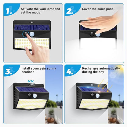 Peasur 20 Packs Solar Outdoor Lights Motion Sensor Solar Security Light Waterproof with 3 Lighting Modes Solar Powered Wall Lights Outside for Garden Fence Yard