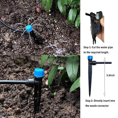 Drip Irrigation Kit for Garden,Main ID 1/2inch 16.5Ft and 1/4inch 96Ft Water Hose, Watering System Sufficient Water Pressure, Irrigation Dripper Waterflow Evenly Easy DIY