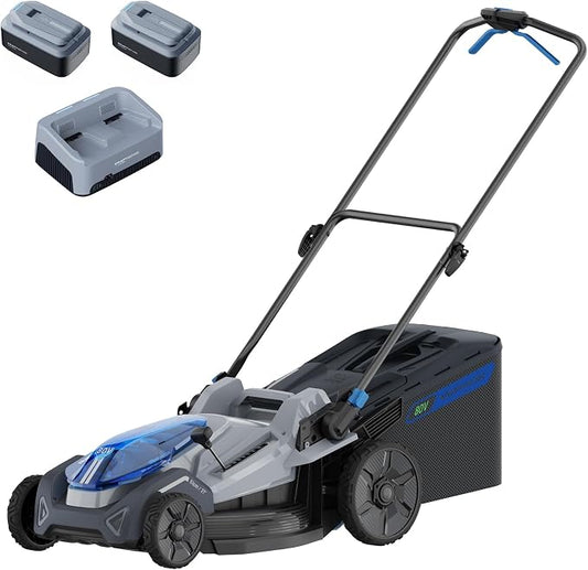 21" Cordless Lawn Mower, 40V Lightweight Push Mower with 2×4.0Ah Battery & Charger, Lawn Care, Backyard Maintenance
