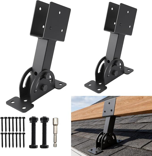 2 Pcs 2“x 4”Heavy Duty Roof Riser Brackets Kit | Adjustable Height Angle Pergola Brackets|Roof Riser Beam Bracket for Gazebos|Carports|and Patios