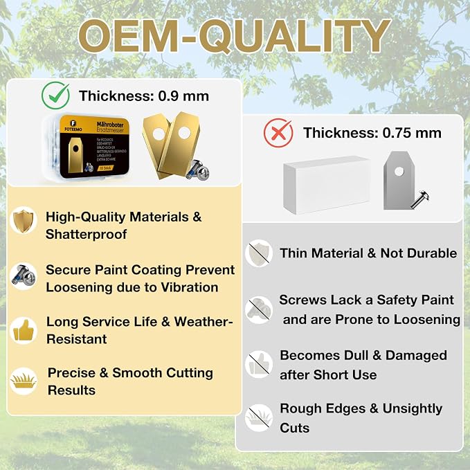 Robotic Mower Blades Compatible with Ecovacs Goat, 18 pcs Robotic Lawnmower Blades Compatible with All Ecovacs Lawn Mower Blades Robotic Lawn Mower Replacement Blades