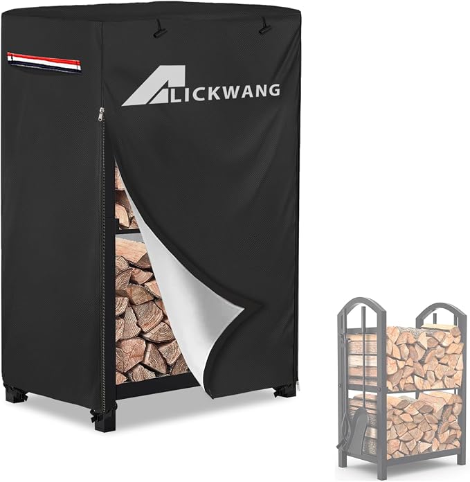 17 Inch Firewood Rack Cover,Heavy Duty 600D Waterproof Outdoor Firewood Storage Rack Cover,Wood Rack Cover for 2-Tiers Small Log Holders for Firewood.(14" D x 17" W x 30" H,Cover Only)