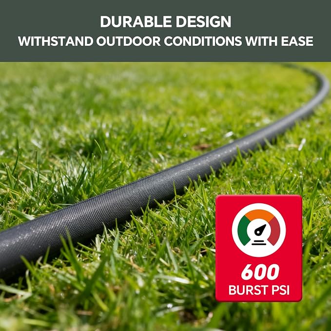Garden Hose 100ft, Made of TPU(Not PVC), Ultra-Light & Flexible Water Hose, Non-Shrinking, Easy to Store, Drinking Water Safe Material, All-weather, Black&Gray
