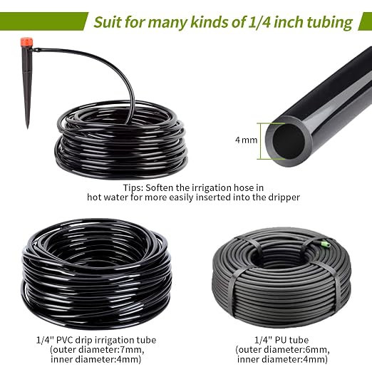 50 pcs Drip Irrigation Emitters Drip Emitters for 1/4" Drip Irrigation Tubing Adjustable 360 Degree Water Flow Irrigation Drip Heads Drip Irrigation Spray Emitters for Plant Watering System