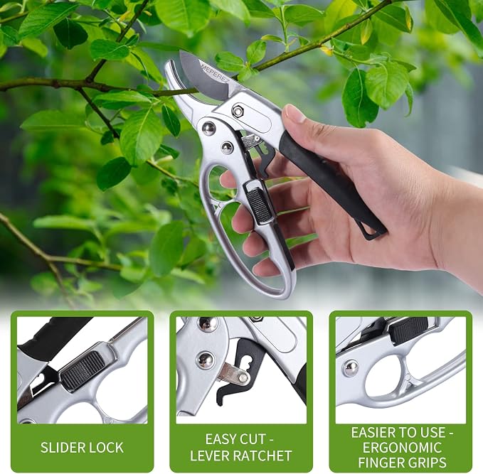 Premium pruning shears for gardening, Work 3 times easier, Pruners heady duty, Sharp garden clippers cuting florist flower, hedge, herb, rose, Indoor live plants, Arthritis weak hand snips