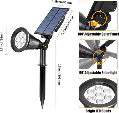 T-SUN Solar Spotlights, 7 LED Solar Lights Outdoor Waterproof, Auto ON/Off Adjustable Solar Garden Pond Lights for Tree, Patio, Yard, Garden, Driveway, Stairs, Pool Area (Yellow- 4 Pack)