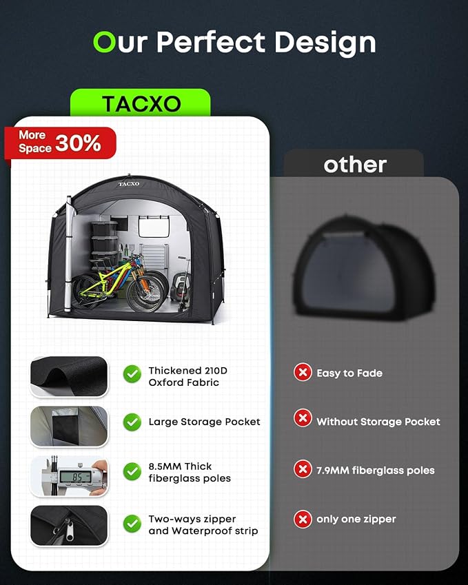 Bike Storage Shed Tent,Bike Cover Waterproof Outdoor Storage Shed with 30% More Top Storage Space for 4-5Bikes,Portable Bicycle Shelter for Motorcycle,Garden Tools,Lawn Mower