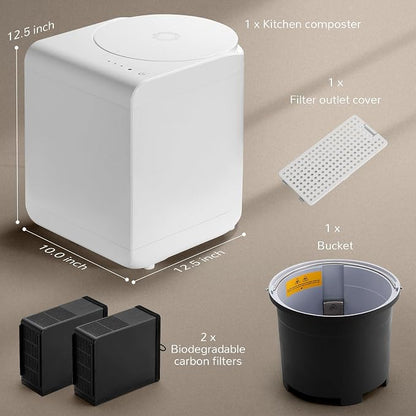 Airthereal Revive R500 Electric Kitchen Composter, SHARKSDEN® Tri-Blade, Pearl White