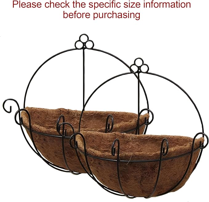 Tosnail 2 Pack Metal Wall Hanging Planter Basket with Coco Liner - Great for Indoor or Outdoor Plants