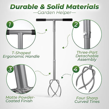 Walensee Upgrade Twist Tiller Manual Hand Tiller Garden Claw Cultivator with a Removable Big Claw, Garden Claw Tool Long Handle Steel Tiller Lawn Aerator Soli Lossener for Gardening Bed and Plant Box