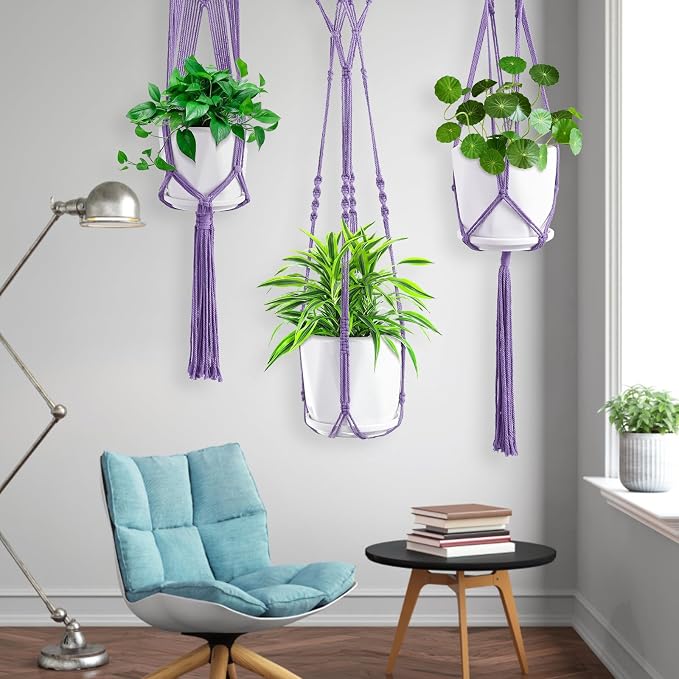 SFENNGPET Macrame Plant Hangers, 6Pack Hanging Planters for Indoor Plants w/ 6 Set Hangers Kit Handmade Macromay Plant Hangers Indoor Flower Pots Holder Stand for Boho Home Décor (POTS NOT Included)