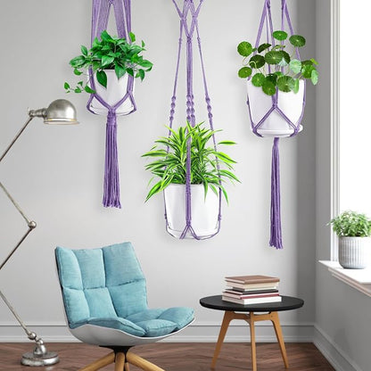 SFENNGPET Macrame Plant Hangers, 6Pack Hanging Planters for Indoor Plants w/ 6 Set Hangers Kit Handmade Macromay Plant Hangers Indoor Flower Pots Holder Stand for Boho Home Décor (POTS NOT Included)