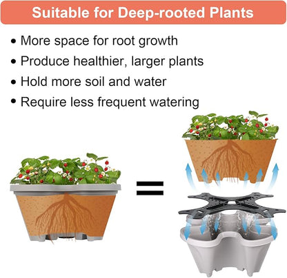 GameXcel Vertical Planter Tower - 5 Tier Stackable Garden Planters with Wheels and Tools Plant Pots for Strawberry Herb Flower and Vegetable Indoor Outdoor Use Gray