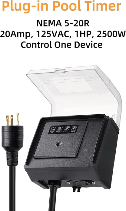 WiFi Pool Pump Timer,NEMA L5-20R Plug-in Timer with Dual Outlets