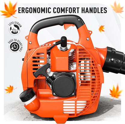 28CC 2-Cycle Gas Handheld Leaf Blower, 475 CFM 200 MPH Lightweight Power Blower with Variable Speed & Easy Start, for Yard Cleanup, Patio, Driveway, Lawn Debris