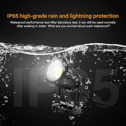 Landscape Lights - 5W 110V Outdoor Spotlight - Waterproof IP65-3000K Cool White LED Landscape Lights - 5ft Cable for Yard Garden Patio Driveway House (Include Spike) (6 Pack)
