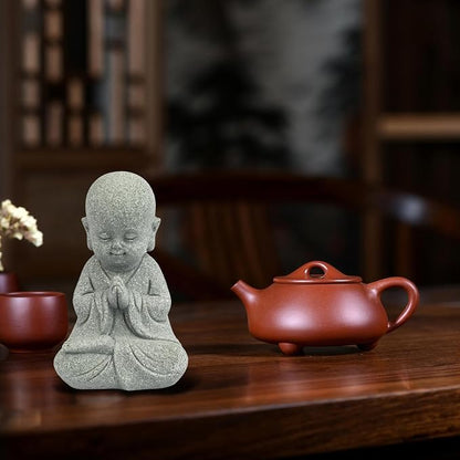 Meditating Buddha Statue Figurine | Zen Decor Sandstone Small Garden Monk Sculpture Indoor/Outdoor Decor for Home