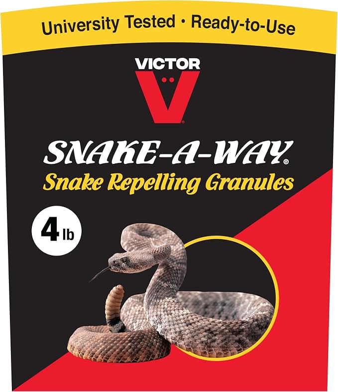 Victor Snake-A-Way Outdoor Snake Repellent Granules for Yard, 4 lb Bag | EPA-Registered Pest Control, Repels Venomous and Non-Venomous Snakes up to 0.5 Acres, Last 2-3 Months After Application