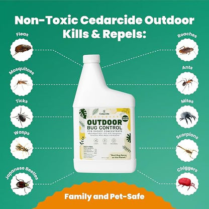 Cedarcide Outdoor Bug Control | Kills & Repels Mosquitoes, Ticks, Fleas, Mites & More with Natural Essential Oils | Family & Pet-Safe | PCO Choice | Lemongrass Gallon with Sprayer