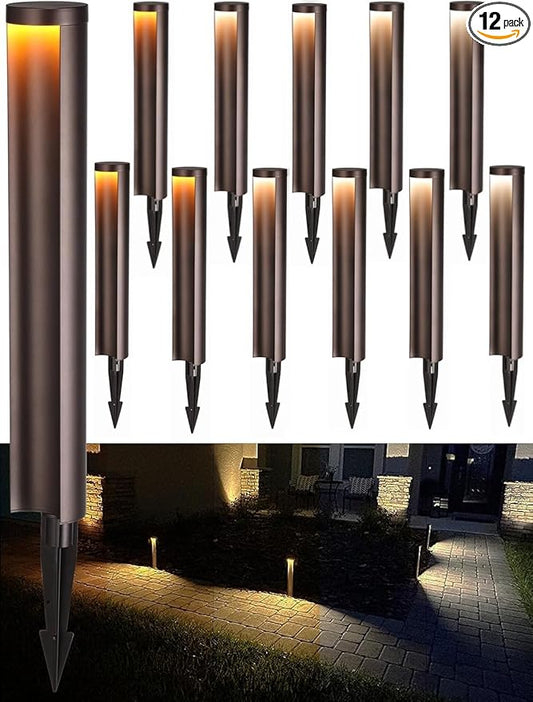 LEONLITE 12-Pack 5CCT Anti-Glare Low Voltage Landscape Lights, 12-24V AC/DC | 5W Anti-Glare LED Pathway Lights, Die-Casted Aluminum, IP65 Waterproof for Yard Walkway, 1800K/2700K/3000K/4000K/5000K, ETL