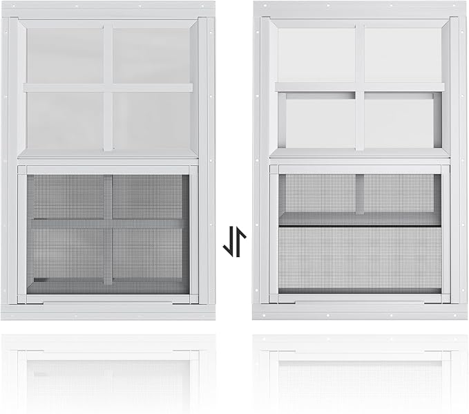 2 Pack Shed Windows 14" W x 21" H Flush Mount, White Household Windows for Playhouses, Barns, Chicken Coop