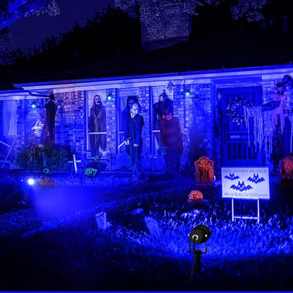 Blue Landscape Lights Outdoor, 14 LED Landscape Lighting with US Plug, IP65 Waterproof Spotlights for Tree Yard Garden Pathway Halloween Christmas Decor 2 Pack