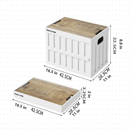 7.93-13.21 gallon large capacity camping folding box storage box organizing box, suitable for home, outdoor camping, car use - black, white, green (White stripes, 16.5x11x8.6)