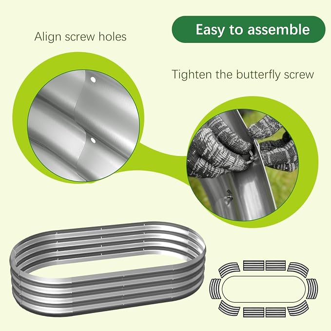 Galvanized Garden Bed kit for Vegetables/Herbs/Flowers (4X2X1)