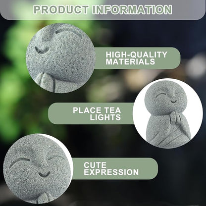Landical Buddha Sandstone Statues, Zen Monk Praying Statue Sculptures Ornament for Wealth Good Luck Feng Shui Decor Home Office Car Decoration(Prayer Monk)