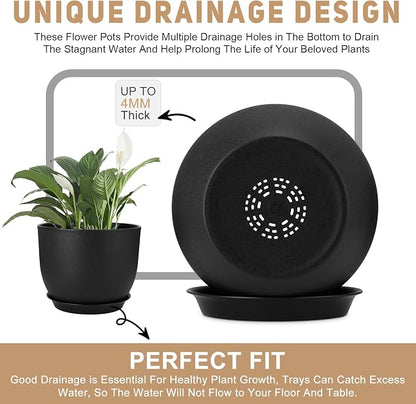 YNNICO Plant Pots 12/10/9 inch Set of 3, Flower Pots with Multi Mesh Drainage Holes, Large Planters for Indoor Outdoor Garden Plants and Flowers. (Black)