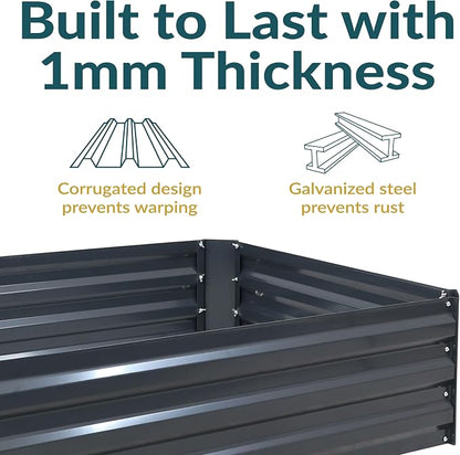 Sunnydaze Galvanized Raised Garden Bed Kit - 4x3x1 ft Outdoor Raised Garden Bed - Metal Planter Box for Vegetables, Flowers, Herbs - Dark Gray - 4' x 3' Rectangle