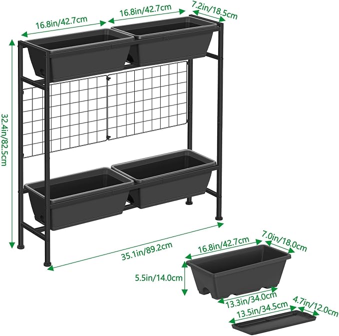 ETELI Vertical Garden Planter Raised Garden Beds with Legs Elevated Garden Planter Boxes with Legs Trellis Patio Balcony Herb Garden Planters Beds Outdoor for Flowers Vegetables, Gray