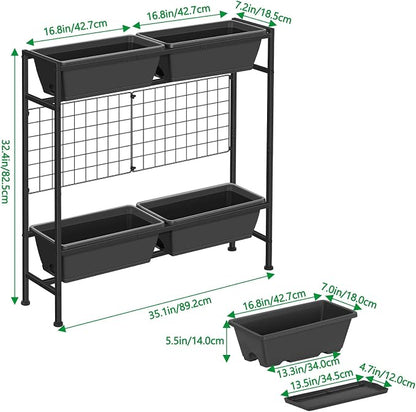 ETELI Vertical Garden Planter Raised Garden Beds with Legs Elevated Garden Planter Boxes with Legs Trellis Patio Balcony Herb Garden Planters Beds Outdoor for Flowers Vegetables, Gray