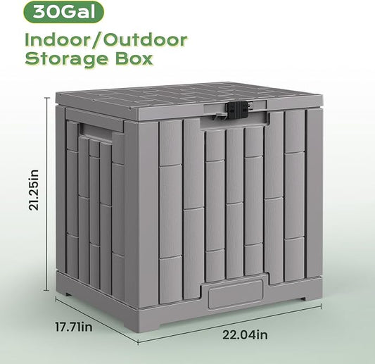 Jocoevol Deck Box 30 Gal, UV Resistant & Waterproof Outdoor Storage Box with Lock, Easy Assemble Storage Bins Container for Pool Patio Garden