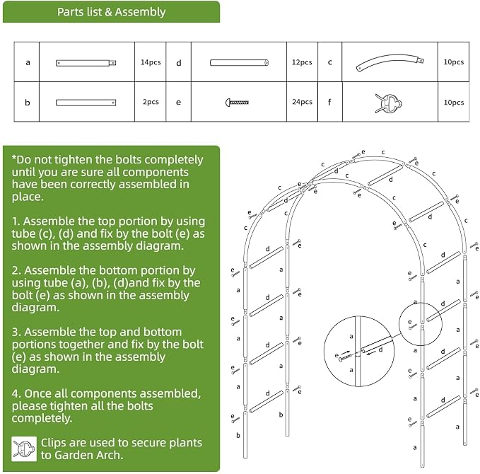 Metal Garden Arch Trellis for Climbing Plants Outdoor, Garden Arbors and Arches, Wedding Arch Frame Archway, Christmas Party Decoration
