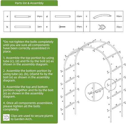 Metal Garden Arch Trellis for Climbing Plants Outdoor, Garden Arbors and Arches, Wedding Arch Frame Archway, Christmas Party Decoration
