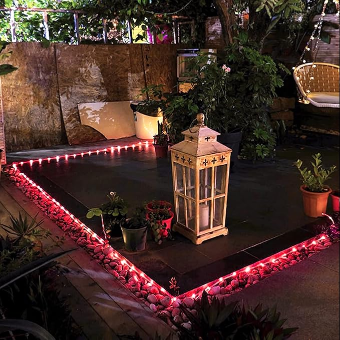 JMEXSUSS Solar Rope Lights,200 LED 66ft 8 Modes Solar Rope Lights Outdoor Waterproof LED Red Fairy Lights for Christmas Tent Gazebo,Trampoline,Walkway,Pool | Red Halloween Lights Outdoor Waterproof, Red Christmas Lights for Christmas Tent Gazebo,Trampo...
