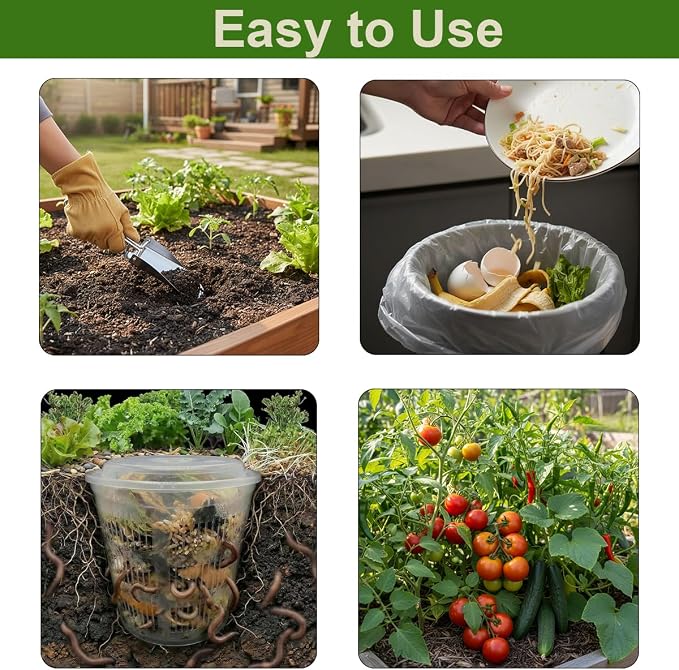In Ground Composter, 3-Pack Worm Composter 7.5x5.1x6.9IN Outdoor Worm Compost Bin with Holes & Lid for Garden Beds Home Use Backyard Vermicomposting Bin Worm Farm Kit for Beginners Starter