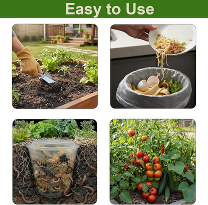 In Ground Composter, 3-Pack Worm Composter 7.5x5.1x6.9IN Outdoor Worm Compost Bin with Holes & Lid for Garden Beds Home Use Backyard Vermicomposting Bin Worm Farm Kit for Beginners Starter