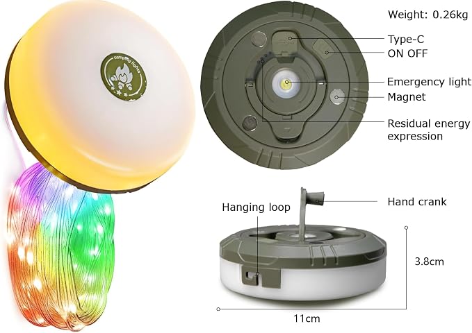 2-Pack Camping String Lights | Rechargeable 4 in 1 Quick Storage 32.8FT Tent Lights with 8 Modes | Hanging Waterproof LED Lamp for Outdoor Patio Garden Party | Christmas Holiday Decor - Camping Gear