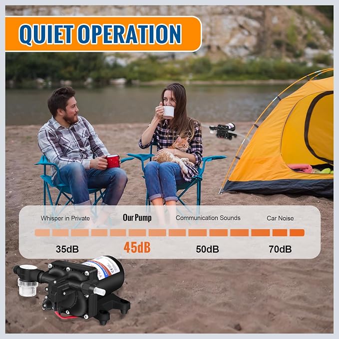 YOUNGTREE 12V RV Water Pump 3.5GPM 55PSI On Demand Fresh Water Pressure Diaphragm Pump 12 Volt Self Priming with Pressure Switch for RV Camper Marine Sprayer Outdoor Shower Kitchen Garden