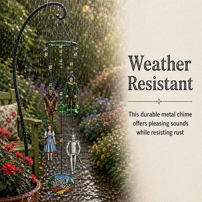 Spoontiques Wizard of Oz Wind Chime - Outdoor Garden Décor - Decorative Chimes for Yard, Garden, Backyard and Patio Decoration