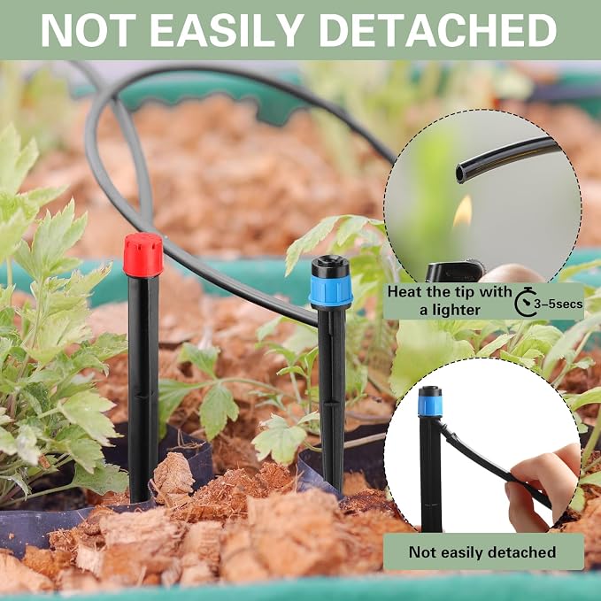SiliFine 120 Pcs Drip Irrigation Emitters for 1/4'' Drip Irrigation Tubing 60 Irrigation Emitters Sprayer 60 Adjustable 360 Degree Water Flow Drippers for Patio Lawn Garden Watering