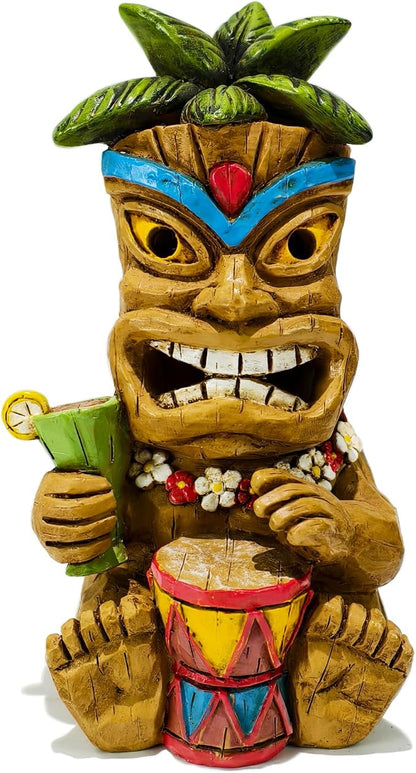 Miniature Tiki Garden Statue Solar Outdoor Decorations - Tiki Bar Tropical Themed Parties Figurines for Patio Yard Lawn Ornaments Gifts for Birthday Housewarming 3.2''(W) x 3.4''(D) x 5.9''(H)F