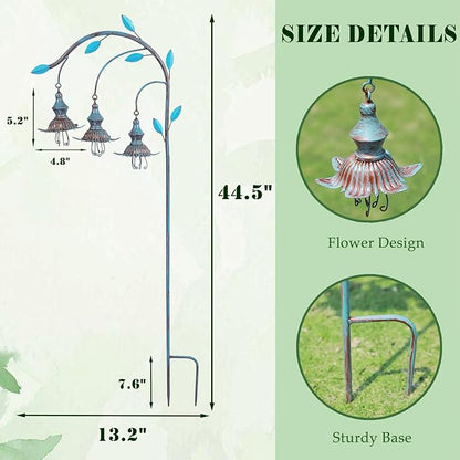 45"H Decorative Garden Stakes,Blue metal flower,Metal Yard Art(blue) | garden decor for outside;Jellyfish Floral Design,Suitable for Outdoor Garden Decor,Gift for Her