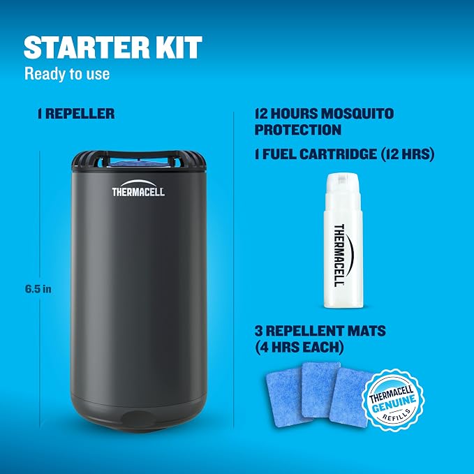 Thermacell Patio Shield Mosquito Repeller (2-Pack Bundle); Includes 24-Hour Refill & 6 Repellent Mats; Highly Effective Mosquito Repellent for Patio; Bug Spray Alternative
