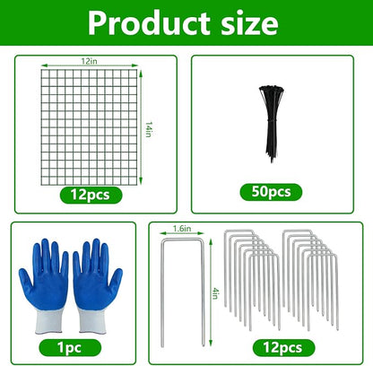 4 Pack Plant Protectors from Animals, 12''x14'' Metal Plant Cages for Outdoor Plants, Garden Plant Protector with Stakes & Zip Ties, Keep Rabbits Squirrels Out, Plant Cage for Flowers Vegetables