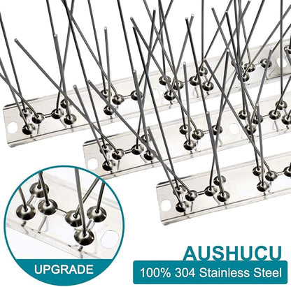 Bird Spikes Cover 21.6Feet Stainless Steel Pigeons Spikes Small Bird Spike for Roof Fence Window Mailbox(20pcs) | Easy to install, with zip ties